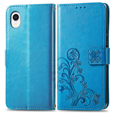 Funda de Cuero Cartera con Soporte Flores Carcasa para Samsung Galaxy A22 5G SC-56B Azul