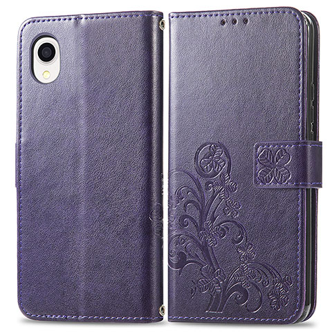 Funda de Cuero Cartera con Soporte Flores Carcasa para Samsung Galaxy A22 5G SC-56B Morado