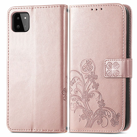 Funda de Cuero Cartera con Soporte Flores Carcasa para Samsung Galaxy A22s 5G Rosa