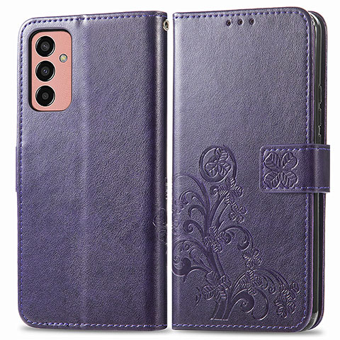 Funda de Cuero Cartera con Soporte Flores Carcasa para Samsung Galaxy F13 4G Morado