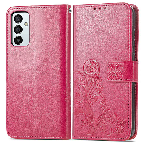 Funda de Cuero Cartera con Soporte Flores Carcasa para Samsung Galaxy F23 5G Rojo