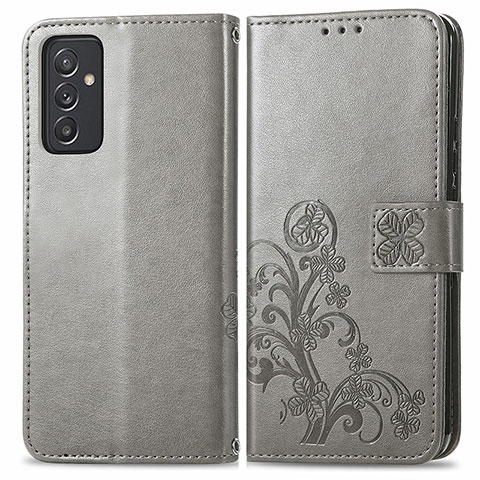 Funda de Cuero Cartera con Soporte Flores Carcasa para Samsung Galaxy F34 5G Gris