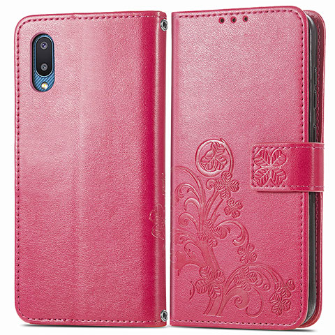 Funda de Cuero Cartera con Soporte Flores Carcasa para Samsung Galaxy M02 Rojo