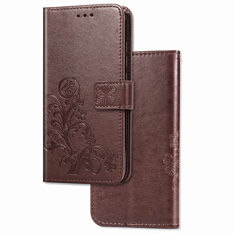 Funda de Cuero Cartera con Soporte Flores Carcasa para Samsung Galaxy M21 Marron