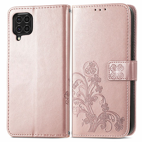 Funda de Cuero Cartera con Soporte Flores Carcasa para Samsung Galaxy M62 4G Rosa