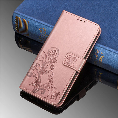 Funda de Cuero Cartera con Soporte Flores Carcasa para Samsung Galaxy S21 FE 5G Rosa