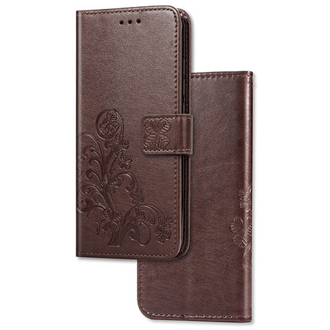 Funda de Cuero Cartera con Soporte Flores Carcasa para Sony Xperia 1 Marron