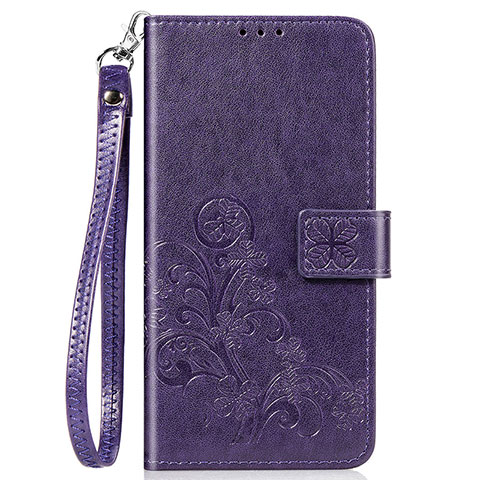 Funda de Cuero Cartera con Soporte Flores Carcasa para Sony Xperia 8 Lite Morado