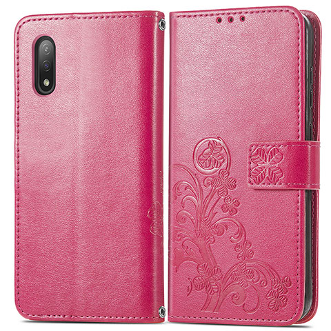 Funda de Cuero Cartera con Soporte Flores Carcasa para Sony Xperia Ace II Rojo