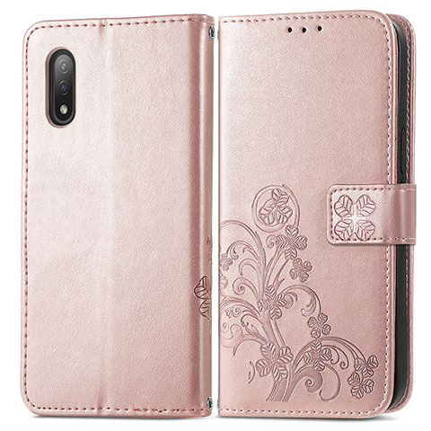 Funda de Cuero Cartera con Soporte Flores Carcasa para Sony Xperia Ace II SO-41B Rosa