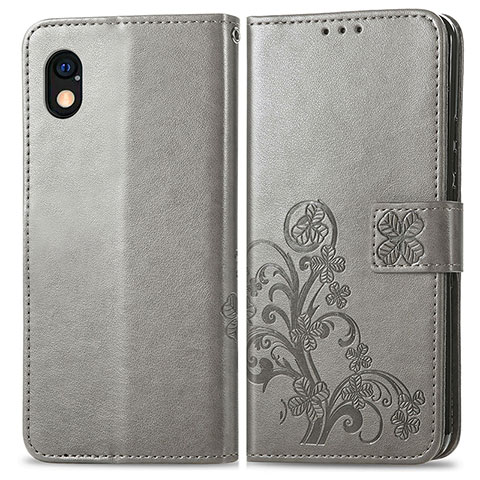 Funda de Cuero Cartera con Soporte Flores Carcasa para Sony Xperia Ace III SO-53C Gris