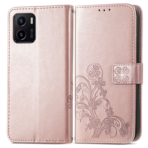 Funda de Cuero Cartera con Soporte Flores Carcasa para Vivo Y01A Rosa