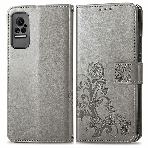 Funda de Cuero Cartera con Soporte Flores Carcasa para Xiaomi Civi 5G Gris