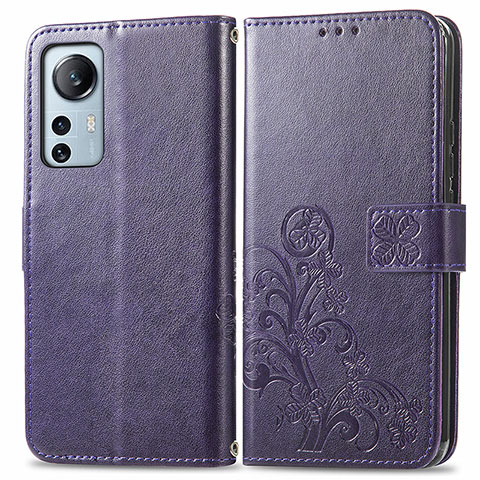 Funda de Cuero Cartera con Soporte Flores Carcasa para Xiaomi Mi 12 Lite 5G Morado