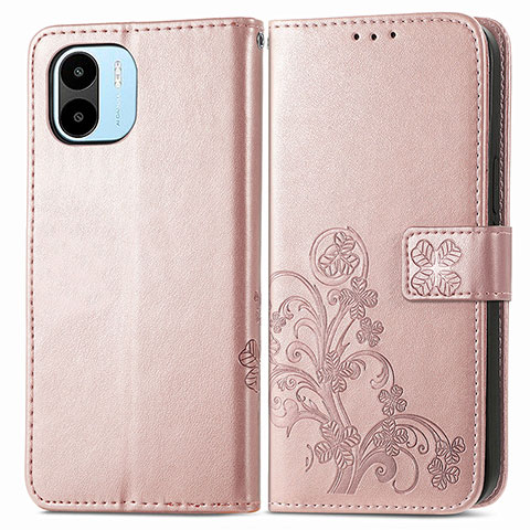 Funda de Cuero Cartera con Soporte Flores Carcasa para Xiaomi Poco C50 Rosa