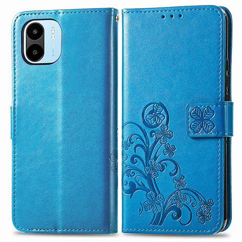 Funda de Cuero Cartera con Soporte Flores Carcasa para Xiaomi Redmi A2 Azul