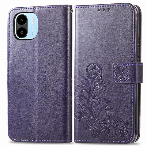 Funda de Cuero Cartera con Soporte Flores Carcasa para Xiaomi Redmi A2 Morado