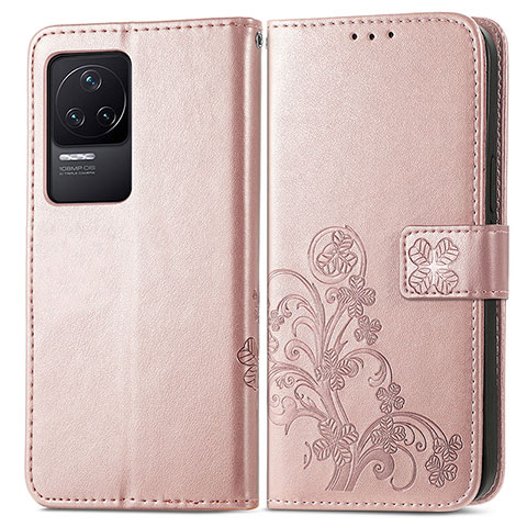 Funda de Cuero Cartera con Soporte Flores Carcasa para Xiaomi Redmi K50 5G Rosa