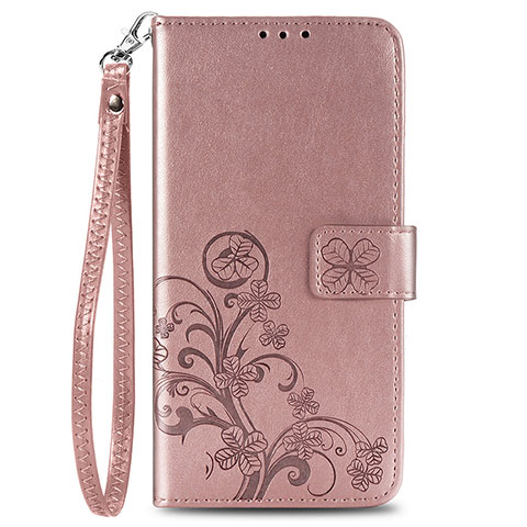 Funda de Cuero Cartera con Soporte Flores Carcasa S02D para Samsung Galaxy F41 Rosa