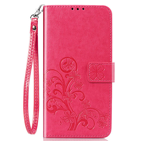 Funda de Cuero Cartera con Soporte Flores Carcasa S02D para Samsung Galaxy M10S Rojo