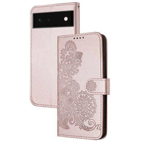 Funda de Cuero Cartera con Soporte Flores Carcasa Y01X para Google Pixel 6 Pro 5G Oro Rosa