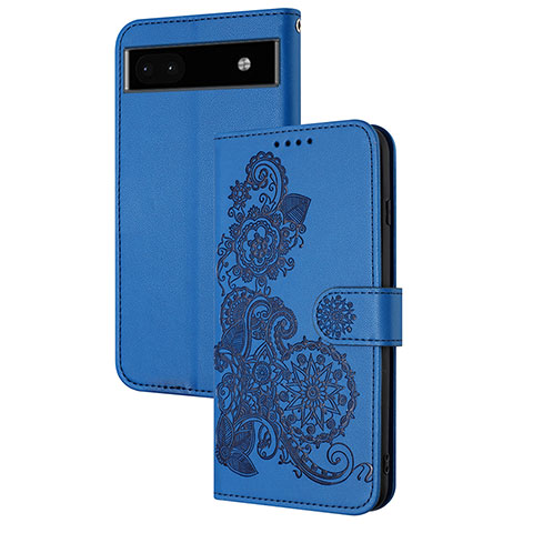 Funda de Cuero Cartera con Soporte Flores Carcasa Y01X para Google Pixel 6a 5G Azul