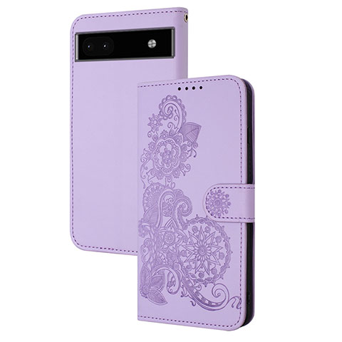 Funda de Cuero Cartera con Soporte Flores Carcasa Y01X para Google Pixel 6a 5G Morado