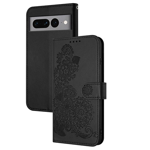 Funda de Cuero Cartera con Soporte Flores Carcasa Y01X para Google Pixel 7 Pro 5G Negro