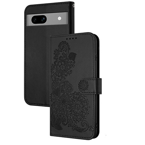 Funda de Cuero Cartera con Soporte Flores Carcasa Y01X para Google Pixel 7a 5G Negro