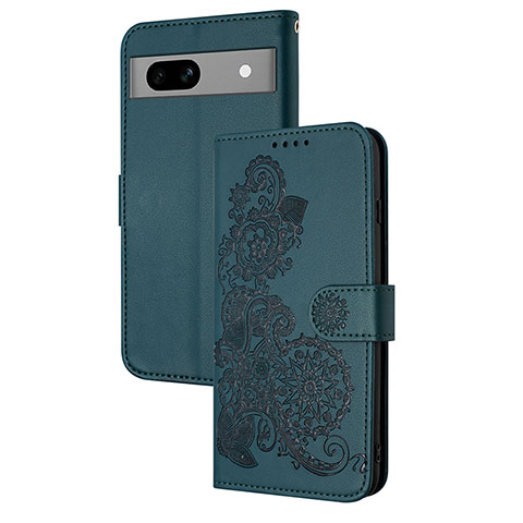 Funda de Cuero Cartera con Soporte Flores Carcasa Y01X para Google Pixel 7a 5G Verde