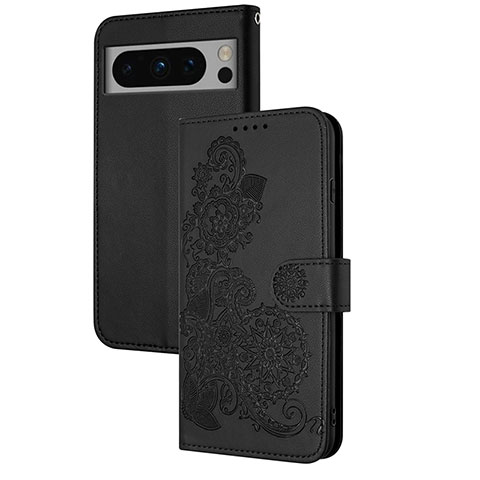 Funda de Cuero Cartera con Soporte Flores Carcasa Y01X para Google Pixel 8 5G Negro