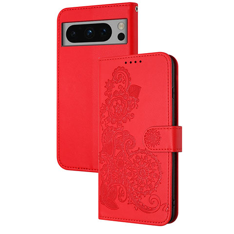 Funda de Cuero Cartera con Soporte Flores Carcasa Y01X para Google Pixel 8 5G Rojo