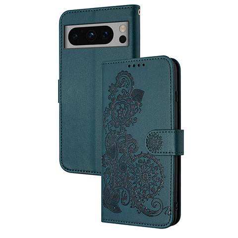 Funda de Cuero Cartera con Soporte Flores Carcasa Y01X para Google Pixel 8 5G Verde