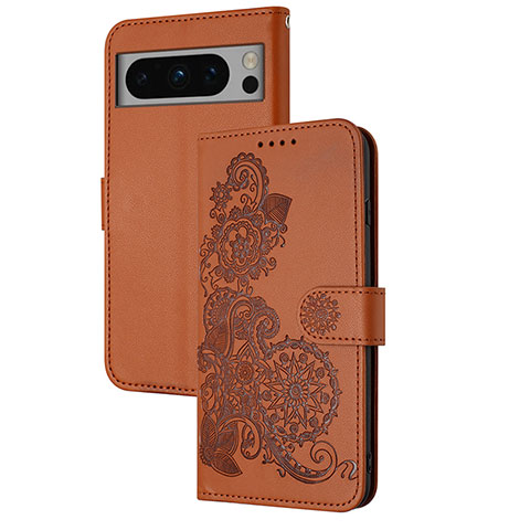 Funda de Cuero Cartera con Soporte Flores Carcasa Y01X para Google Pixel 8 Pro 5G Marron