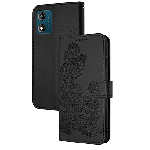 Funda de Cuero Cartera con Soporte Flores Carcasa Y01X para Motorola Moto E13 Negro