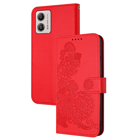 Funda de Cuero Cartera con Soporte Flores Carcasa Y01X para Motorola Moto G53j 5G Rojo