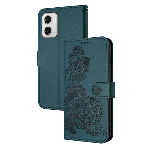 Funda de Cuero Cartera con Soporte Flores Carcasa Y01X para Motorola Moto G73 5G Verde