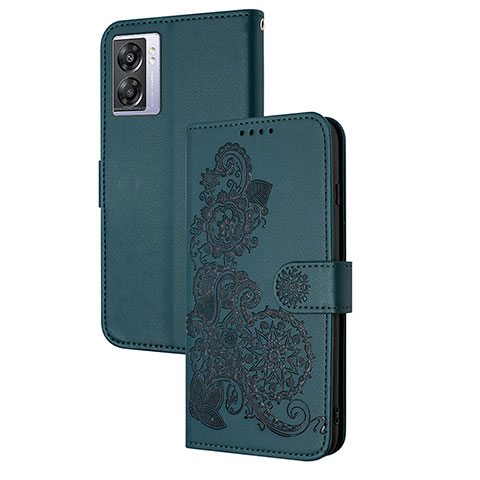 Funda de Cuero Cartera con Soporte Flores Carcasa Y01X para OnePlus Nord N300 5G Verde