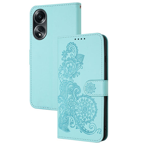 Funda de Cuero Cartera con Soporte Flores Carcasa Y01X para Oppo A38 Azul Claro