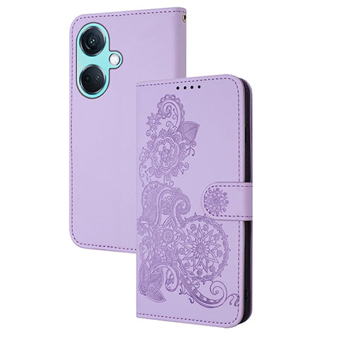 Funda de Cuero Cartera con Soporte Flores Carcasa Y01X para Oppo K11 5G Morado