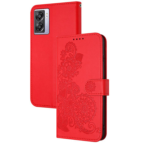 Funda de Cuero Cartera con Soporte Flores Carcasa Y01X para Realme Narzo 50 5G Rojo