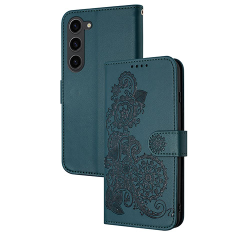 Funda de Cuero Cartera con Soporte Flores Carcasa Y01X para Samsung Galaxy S22 Plus 5G Verde