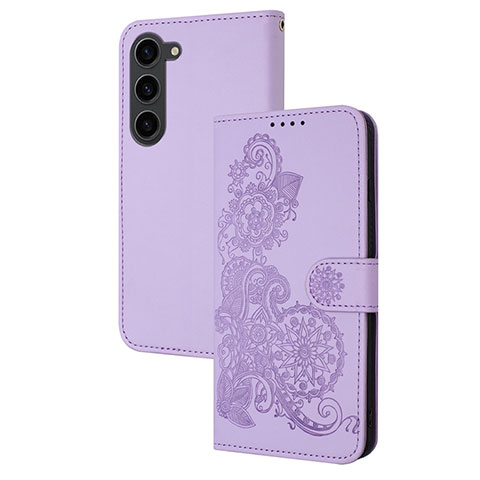 Funda de Cuero Cartera con Soporte Flores Carcasa Y01X para Samsung Galaxy S23 Plus 5G Morado