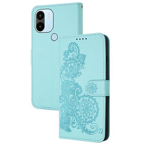 Funda de Cuero Cartera con Soporte Flores Carcasa Y01X para Xiaomi Redmi A1 Plus Azul Claro