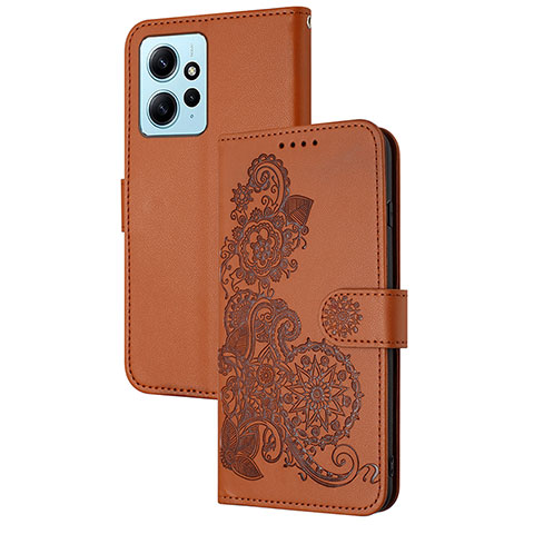 Funda de Cuero Cartera con Soporte Flores Carcasa Y01X para Xiaomi Redmi Note 12 4G Marron