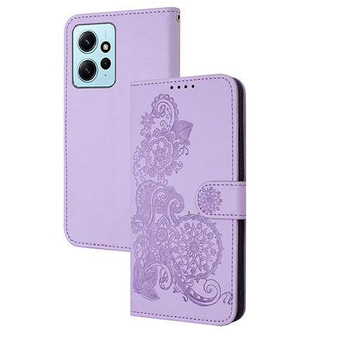 Funda de Cuero Cartera con Soporte Flores Carcasa Y01X para Xiaomi Redmi Note 12 4G Morado