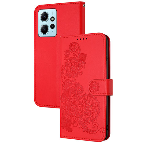 Funda de Cuero Cartera con Soporte Flores Carcasa Y01X para Xiaomi Redmi Note 12 4G Rojo