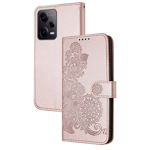 Funda de Cuero Cartera con Soporte Flores Carcasa Y01X para Xiaomi Redmi Note 12 Pro 5G Oro Rosa