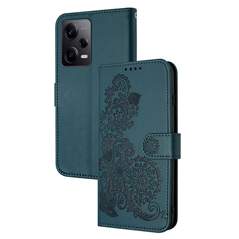 Funda de Cuero Cartera con Soporte Flores Carcasa Y01X para Xiaomi Redmi Note 12 Pro 5G Verde