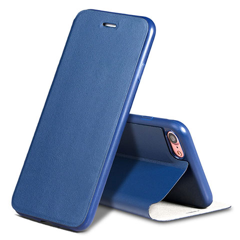 Funda de Cuero Cartera con Soporte L01 para Apple iPhone SE (2020) Azul